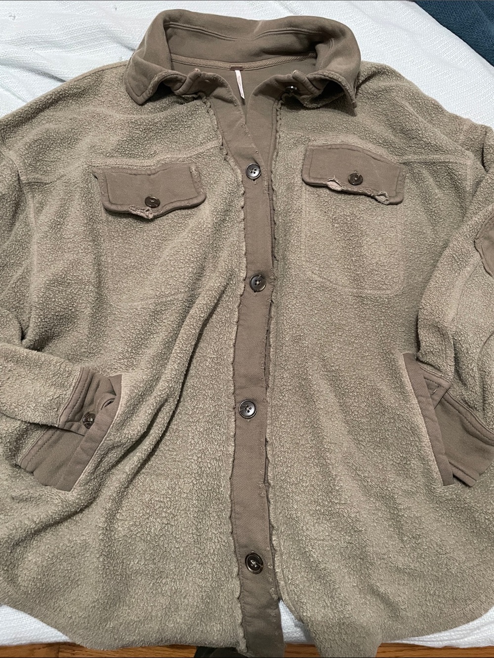 Free People Olive Shacket with Button Front